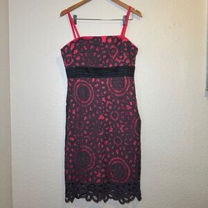 Anthropologie Floreat Size 10 Dress Sunrise and Midnight Sheath Dress Lace Pink